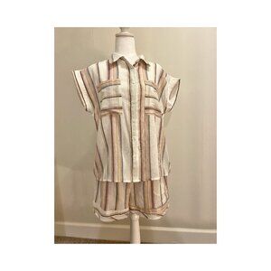 Short Set! 99%Cotton + 1% Lurex - gold thread details -never worn w/tags